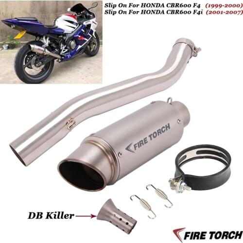 For Honda CBR600 F4 1999-2000 CBR600 F4i 2001-2007 Motorcycle Exhaust Silencer Modified Escape Muffler Middle Link Pipe Slip on