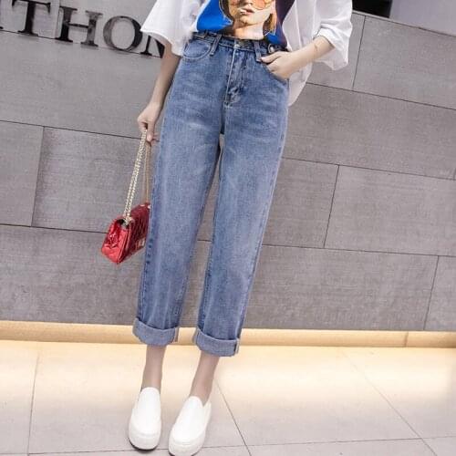 Spring and autumn 2018 high-waisted loose and slim straight tube halen jeans for women yz0018