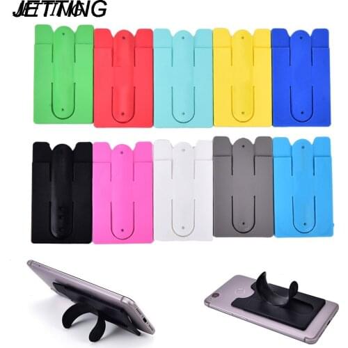 JETTING Fashion Adhesive Sticker Back Cover Card Holder Case Pouch For Cell Phone colorful card holder 1pcs 2017 Hot Sale