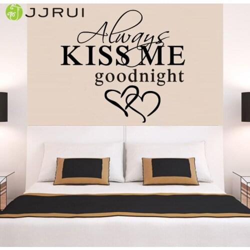 JJRUI ALWAYS KISS ME GOODNIGHT LOVE Quote Wall Stickers Bedroom Decals DIY Art Decor Home Decoration