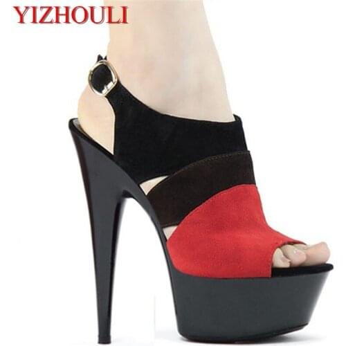 Classic Elegant 15CM Open Toe Suede Leather High Heel Platform Party Shoes,, High Heel Sandals, Wedding Shoes