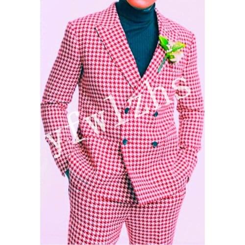 Handsome Groomsmen Peak Lapel Groom Tuxedos Mens Wedding Dress Man Jacket Blazer Prom Dinner (Jacket+Pants+Tie) A061