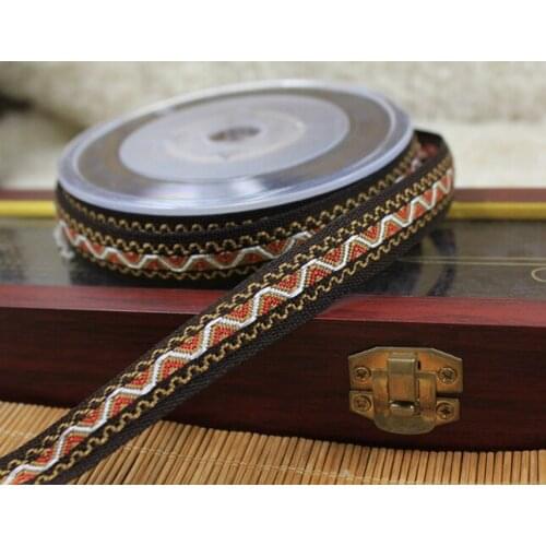 High-quality wave pattern 1.5cm x10yards / lot national wind embroidery handmade accessories lace ribbon woven jacquard ribbon