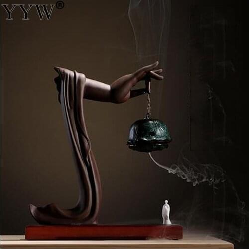 Creative Ceramic Incense Burner Waterfall Backflow Incense Burner Holder BuddhaS Hand Incense Holder Censer Home Decoration