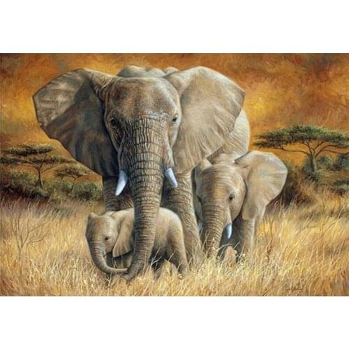 Square 5d Diy diamond painting rhinestones Elephant family wedding decoration embroidery cross stitch handmade needlework TY540
