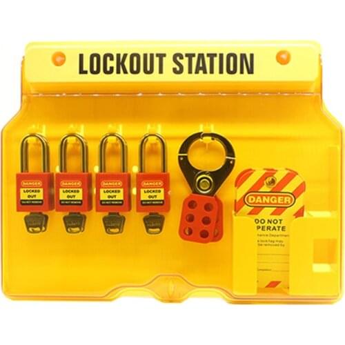 Lockey Combination Electrical Safety Loto Lockout Station Kit Board with 4 Padlock hasp tag