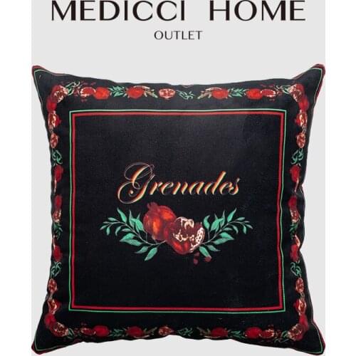 Medicci Home Cushion Cover Black And Red Pomegranate Vintage American Style Velvet Throw Pillow Case Luxury Sofa Coussin 55X55cm