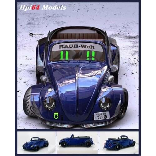 Hpi64 1:64 VW RWB-Beetle Blue Convertible Resin Model Car
