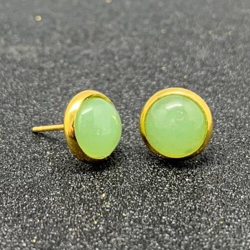 Momiji Fashion Natural Stone Ear Studs for Women Charm Amethyst Pink Crystal Simple Retro All-match Earrings 2021 Trendy