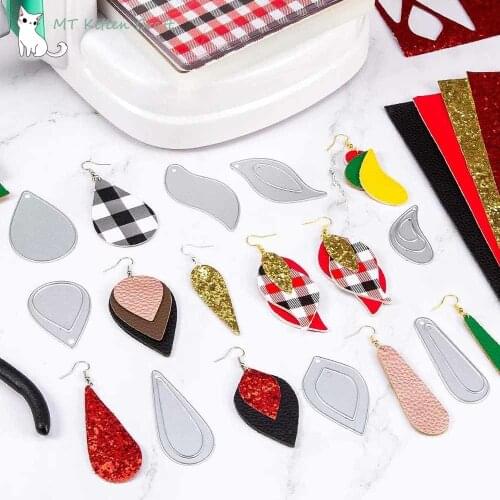MT Craft Metal Cutting Dies 15PCS Earring teardrop leaf Die Cuts for Leather Earrings Scrapbooking Stencil Paper Cards Crafts