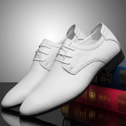 Brand New Mens Shoes Genuine Leather Oxfords White Dress Shoes Male British Luxury Business Formal Wedding Mens Casual Footwear