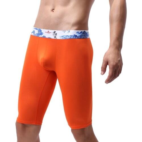 Mens Underwear Boxers Sexy Slim Tight Sports Running Shorts Mid-waist Underpants Bulge Pouch Middle Shorts Pants Males Bottoms