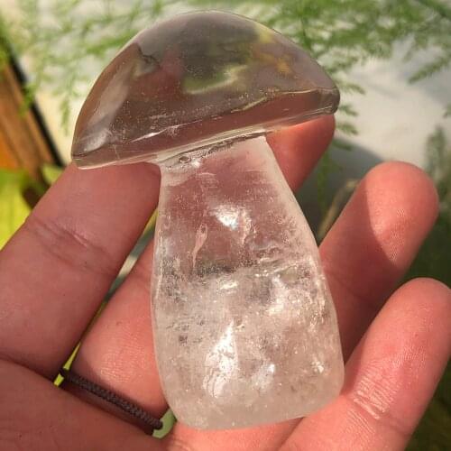 120g Natural white clearing crystal mushroom carving ornament