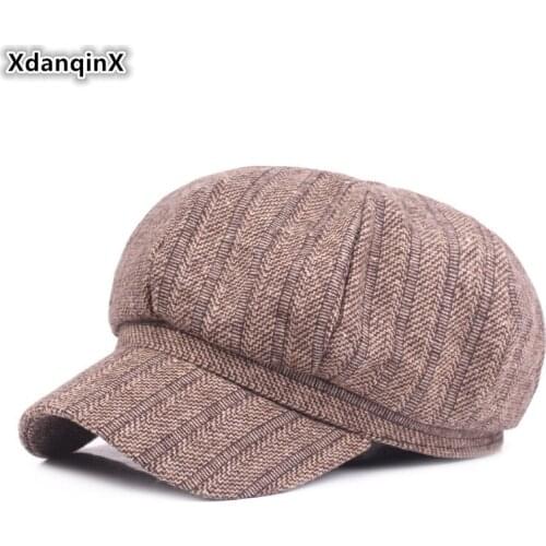 XdanqinX Autumn Womens Hat Elegant Cotton Newsboy Caps Simple Fashion Literary Youth Snapback Cap Couple Hats Trend Tongue Cap