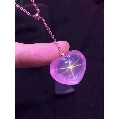 Natural Pink Rose Quartz Star Light Pendant Necklace 18x14mm For Women Men Heart Love Mozambique Gift Crystal Jewelry AAAAA