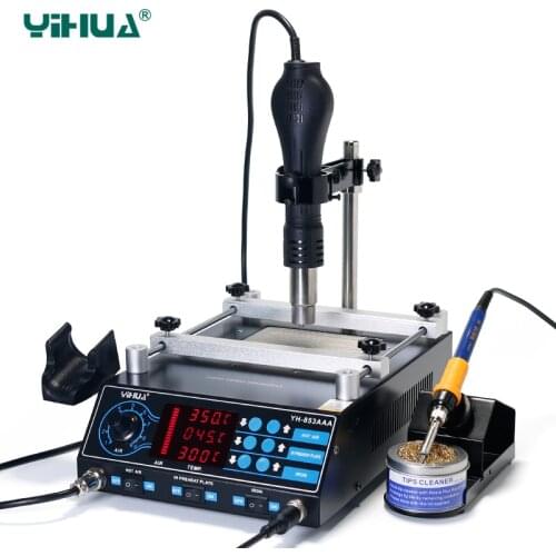 YIHUA 853AAA 1350W Preheating Station PCB Preheater Soldering Station BGA Rework Station Soldering Iron Heat Gun Welding Station