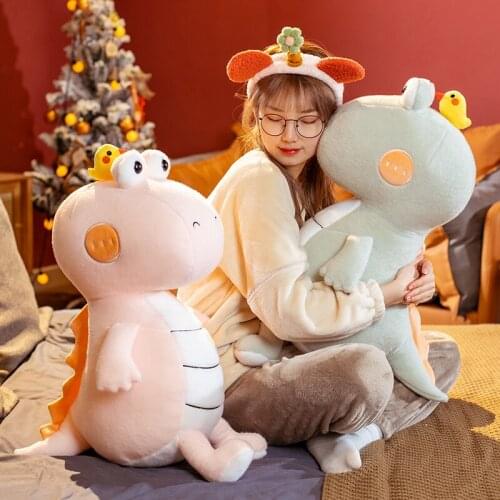 New Huggable Cartoon Big Eyes Dinosaur Plush Toy Cute Stuffed Animal Crocodile Doll Soft Pillow Kids Girl Birthday Gift