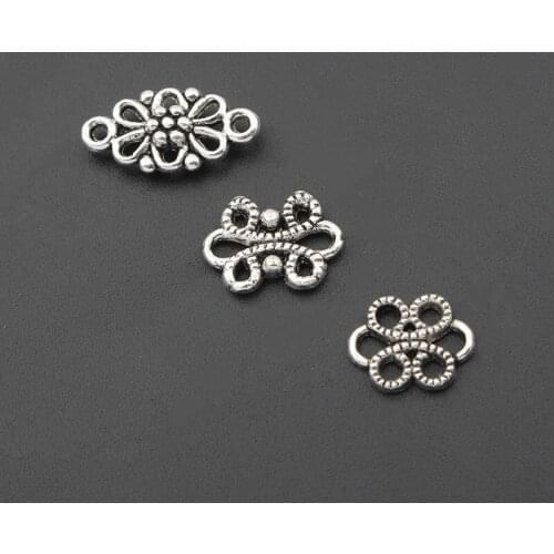 20pcs Alloy Silver Color Flower Connector Charms For DIY Jewelry Findings Making Accessories