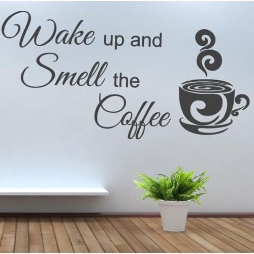 Wake up and smell the coffee Club Bar PVC Wall Sticker Living room Bedroom DIY Home Decoration Wall Decals Art Murals JG2796