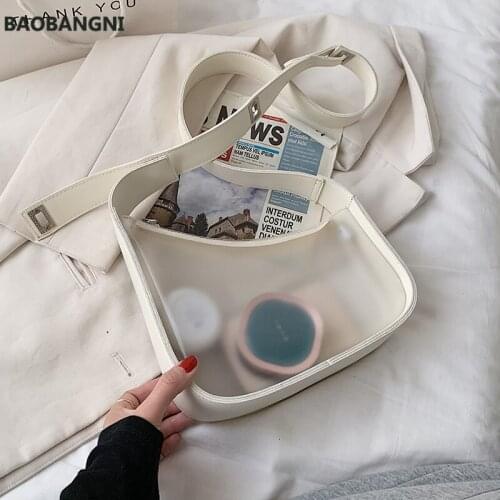 Transparent Design Saddle Shoulder Bags for Women Summer Fashion Trend Quality Pu Leather Womens Crossbody Handbags