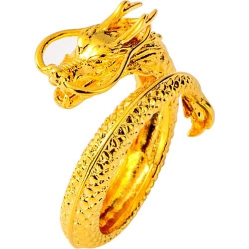 Dragon Adjustable Africa Rings for Men Chunky Copper Biker Rock Rap Embrace Skeleton Head Ring Gothic Valentines Day Gif