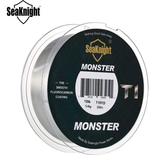 SeaKnight MOSTER T1 100M Fishing Line Fluorocarbon Coating Clear White Monofilament Fishing Line Leader Sinking Carp Fishing