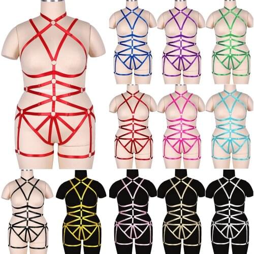 Sexy Underwear Fashion Harajuku Women Harness Bra Goth Leather Lingerie Set Sword Belt Adjust Waist Chest Bondage Accessories