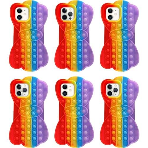 Silicone Case for iPhone 12 11 X 8 7 Push Bubble Fidget Toy Phone Cover