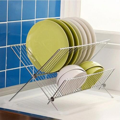 Folding X Shape Kitchen Plates Bowl Tableware Holder Drying Shelf Storage Rack Dish Rack Pan Cover Stand Kitchen Accessories