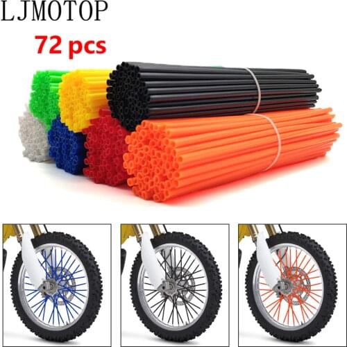 Universal Motorcycle Dirt Bike Wheel Rim Cover Spoke Skins Wrap Tubes Decor Protector 72 Pcs Red Blue Black Orange