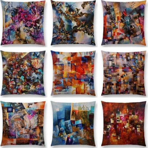 Gorgeous Abstract Art Painting Mysterious Color Vortex Fantasy Geometry Retro Cushion Cover Home Decor Sofa Throw Pillow Case