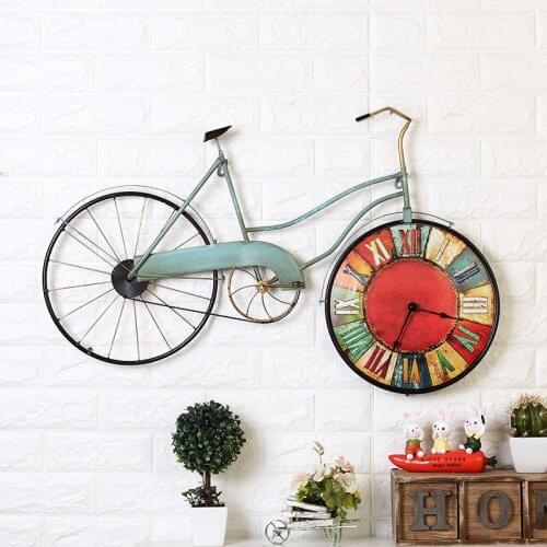 Bicycle Wall Clock Retro American Country Living Room Bedroom Personalized Decoration Wall Clocks New Arrival Hanging Watch