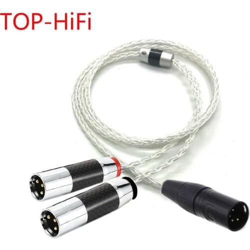 TOP-HiFi Silver Plated 4pin XLR Balanced to Dual 2x 3pin XLR Balanced Male Audio Adapter Cable XLR to XLR Balanced Cable