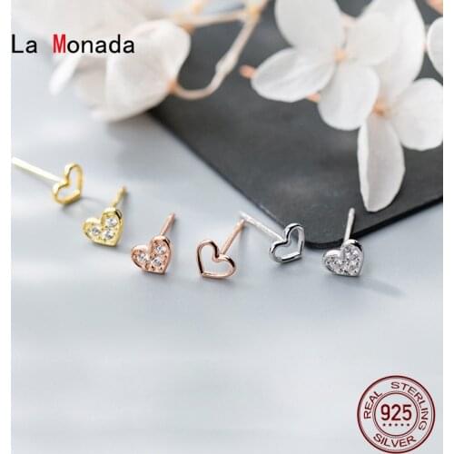 La Monada Heart Asymmetrical Korean Minimalist Women Earrings Silver 925 Stud Fine In Jewelry Silver 925 Stud Earrings For Women