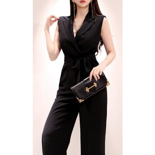 CINESSD Fleabag Jumpsuit For Women Loose Long Pant Suit overalls Sleeveless V Neck Gothic One Piece macacao feminino