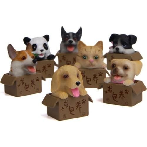 1pc Simulation Animals Cute Cat Dog Panda Golden Retriever Puppy Models Mini Action Figure Decoration Dolls Gifts for Kids Toys