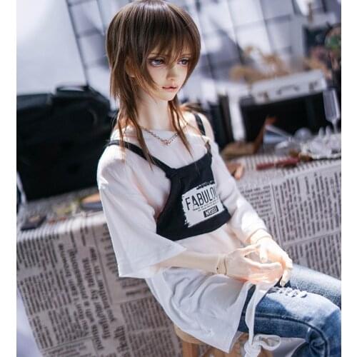 2pcs New BJD Doll Clothes T-shirt for 1/3 1/4 uncle DD T-shirt Vest White Blue loose casual doll accessories