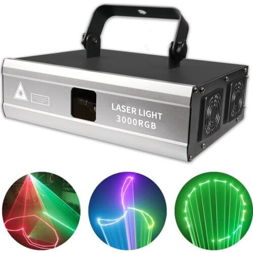 3W ILDA 3D RGB Laser Light Wedding DJ Disco Profession Beam DMX Lighting Club Party Pattern Animation Beam Laser scanning Light
