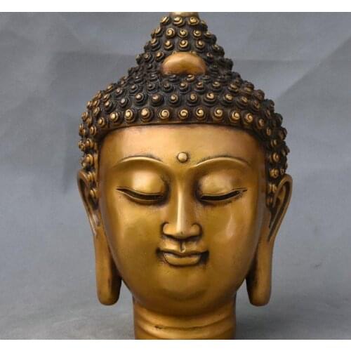 8 Tibet Buddhism Fane Copper Bronze Sakyamuni Shakyamuni Buddha Head Bust Statue