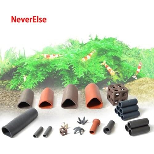 Aquarium Ceramic Shrimp Shelter Fish Tank Hiding Breed Cave House 12Kinds to Protect Betta Crayfish Cichlid Fry Small Fish Crab