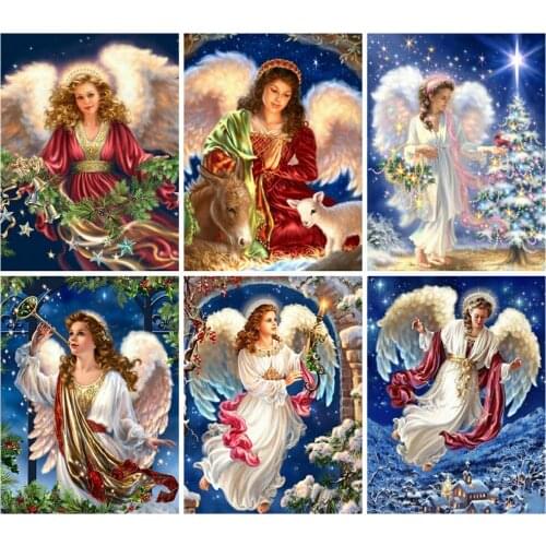Huacan Diamond Painting Full Angel Full Square/round Diamond Mosaic Embroidery Religion Woman Diamond Art