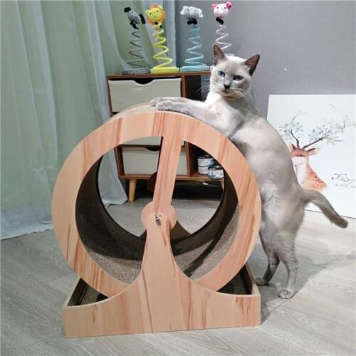 Pet cat treadmill, cat weight loss wooden wheel cat scratch board, cat scratch board cat litter corrugated paper