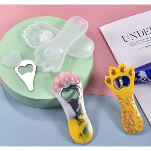 Shiny Bottle Opener Epoxy Resin Mold Keychain Pendant Silicone Mould DIY Crafts Jewelry Key Ring Decorations Casting Tool