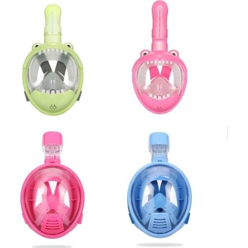 Kids Cartoon Swimming Full Face Snorkel Mask Children Snorkeling Diving Mask Boys Girls Underwater Scuba Snorkeling Equipment