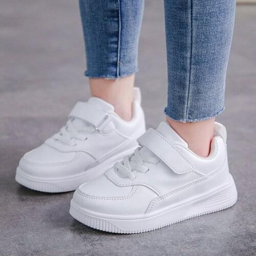 Children Sports Shoes Girls Boys Soft Anti-Slip Running Shoes Casual White Black Leather Sneaker Kids Fashion New White Shoes
