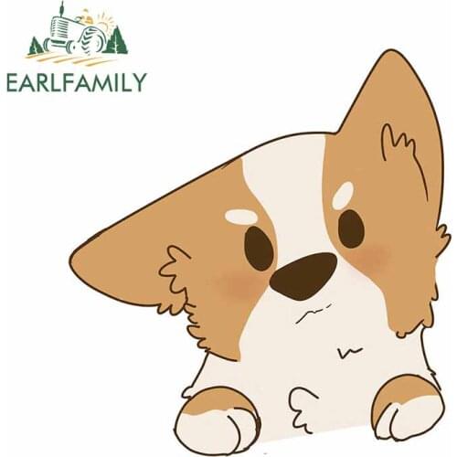 EARLFAMILY 13cm x 12cm for Kawaii Corgi Puppy Decal Surfboard Laotop Scratch-Proof Car Stickers Anime Camper Windows Decoration