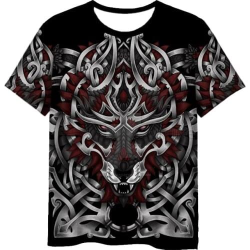 New Fashion 3D Print Viking Tattoo Mens Womens T-shirt Casual Style Design Short Sleeves Summer Handsome Tee V8