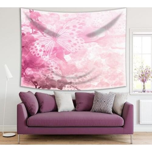 Tapestry Butterflies and Orchids Flowers Summer Bloom Garden Artistic Floral Photo Pink White