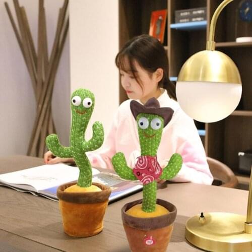 Interactive Swing Cactus Plush Toys, Electronic Shake Dancing Cactus Funny Plush Toys for Home Window Decoration