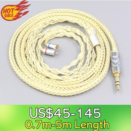 LN007622 8 Core Gold Plated + Palladium Silver OCC Alloy Cable For 0.78mm Flat Step JH Audio JH16 Pro JH11 Pro 5 6 7 BA Earphone